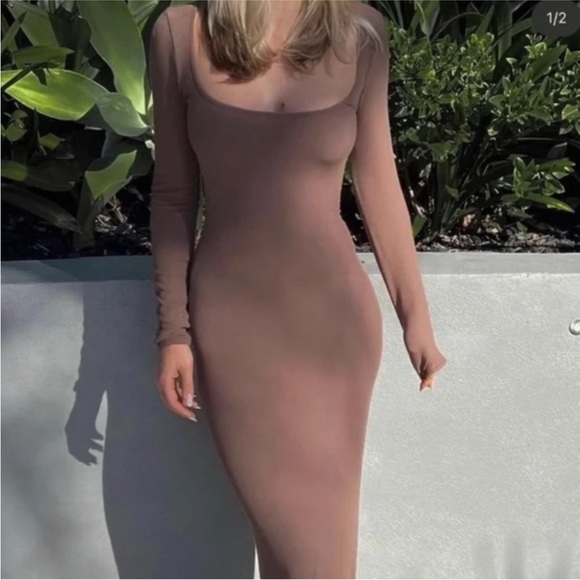 skims soft lounge dress cocoa - Picture 1 of 4